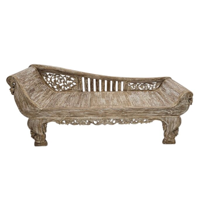Ornate Carved Teak Daybed Front Top