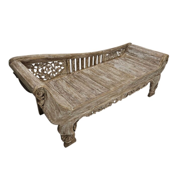 Ornate Carved Teak Daybed Side