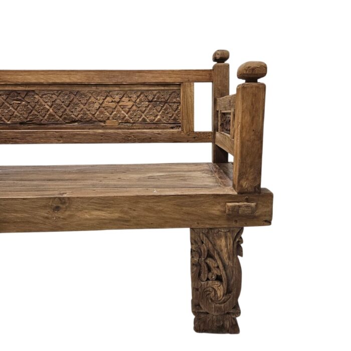 Ornate Panels Bench Teak Main Close Front