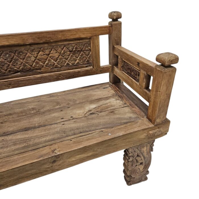 Ornate Panels Bench Teak Main Close Side
