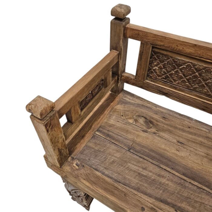 Ornate Panels Bench Teak Main Close Up