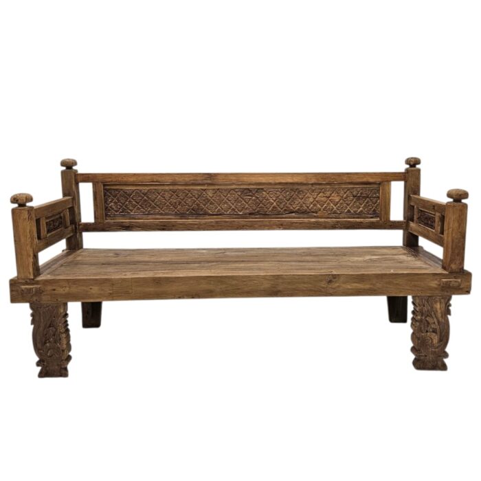 Ornate Panels Bench Teak Main Front Top