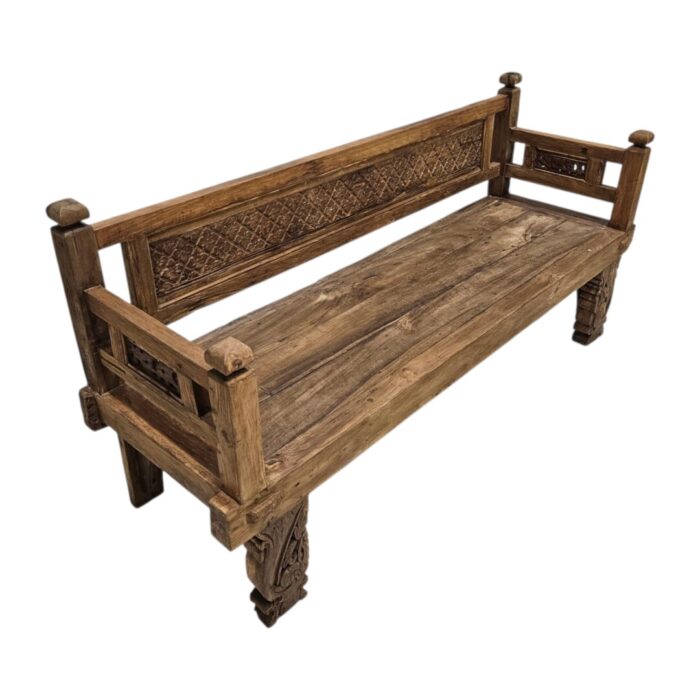 Ornate Panels Bench Teak Main Full Side