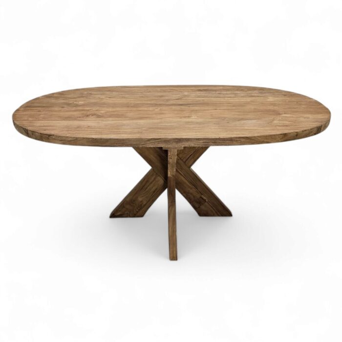 Rustic Teak Oval Dining Table