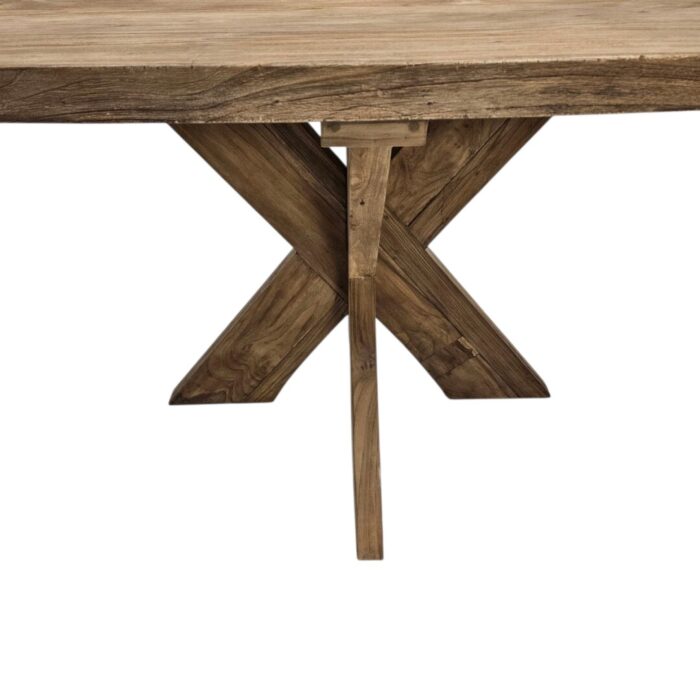 Rustic Teak Oval Dining Table Close