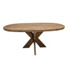 Rustic Teak Oval Dining Table Top Front