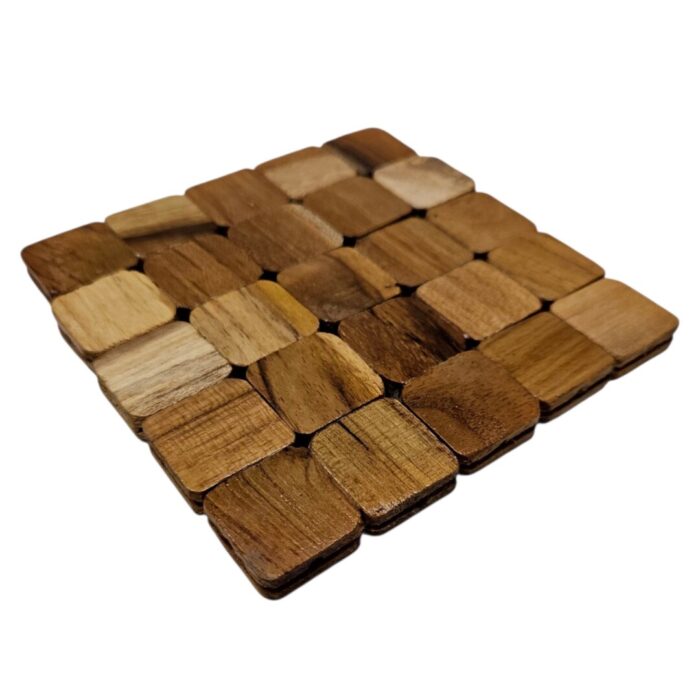 Teak Square Coaster Side