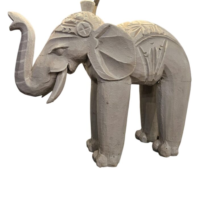 Carved Elephant Lamp Close
