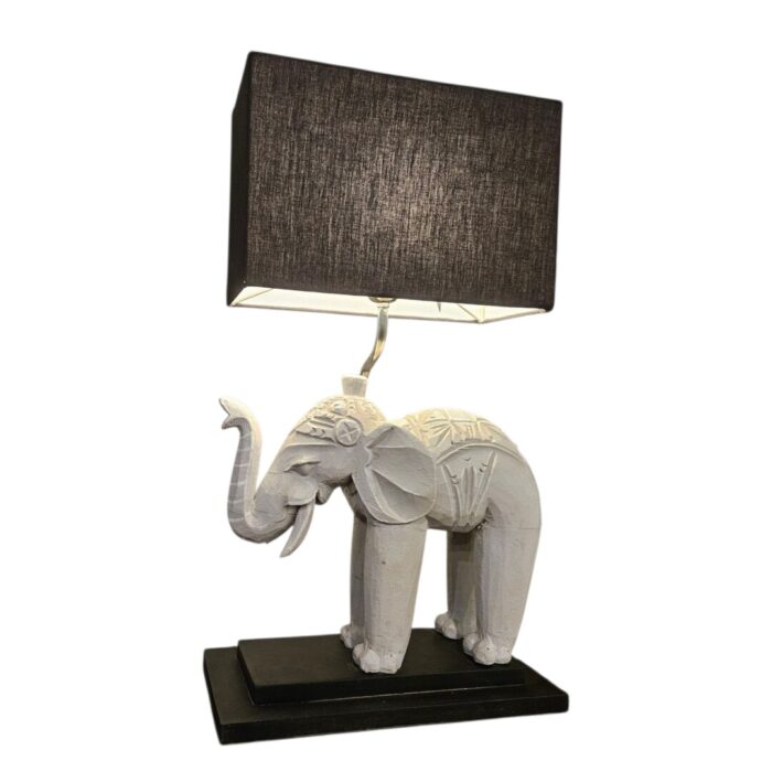 Carved Elephant Lamp Sid