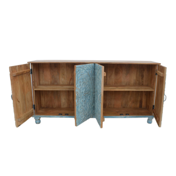 Carved Mandala Sideboard KMF19318 Top Front Open