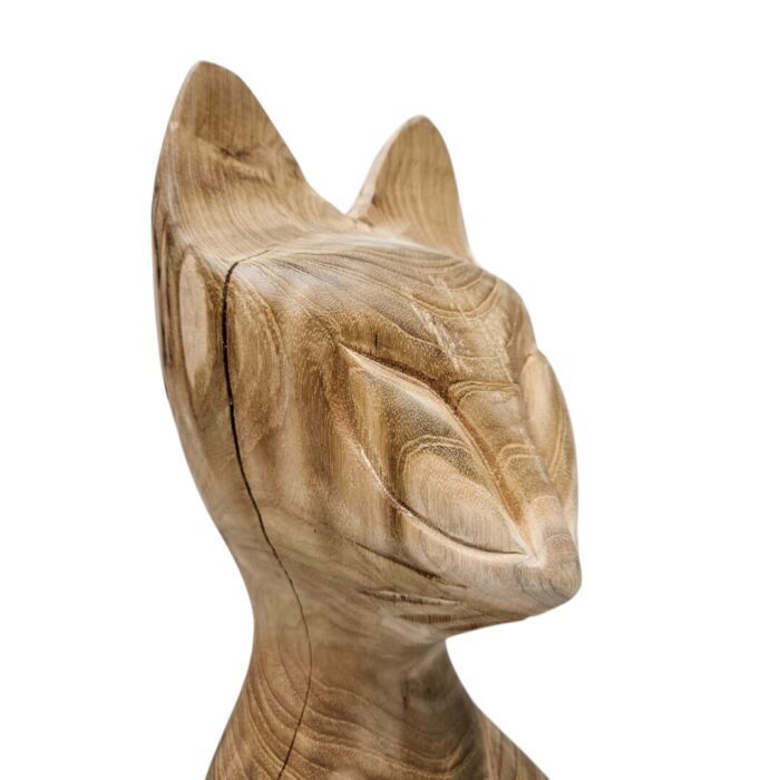 Carved Simese Cat Teak NJA8314 Close