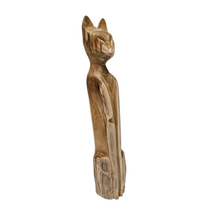 Carved Simese Cat Teak NJA8314 Side