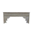 Carved White Wash Console Table