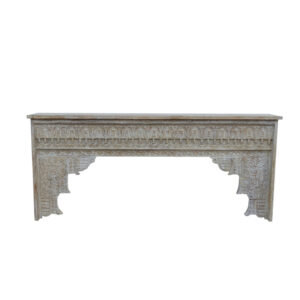 Carved White Wash Console Table