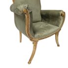 French carved occasional chair close up left