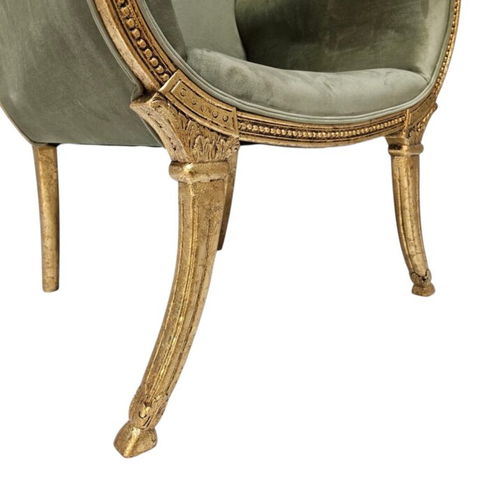 French carved occasional chair close up left bottom