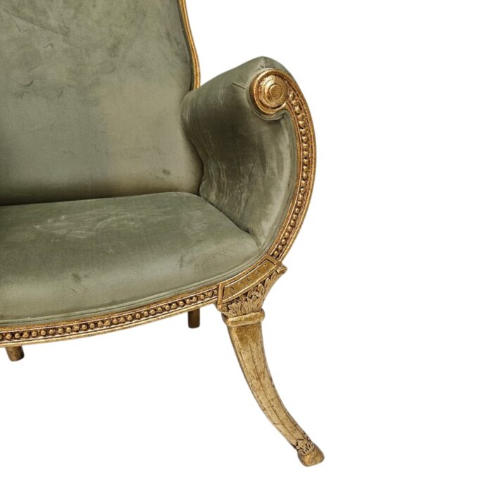 French carved occasional chair close up left front
