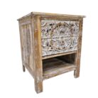 Mandala Carved Teak Bedside Pedestal MAD5000 Side