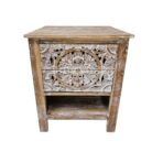 Mandala Carved Teak Bedside Pedestal MAD5000 Top