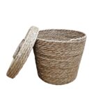 Natural Basket With Lid 26 x 22 cm Main Open
