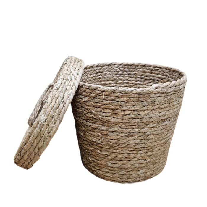 Natural Basket With Lid 26 x 22 cm Main Open
