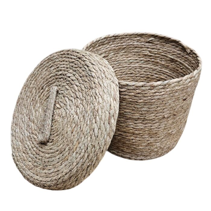 Natural Basket With Lid 32 x 25 cm Open Side