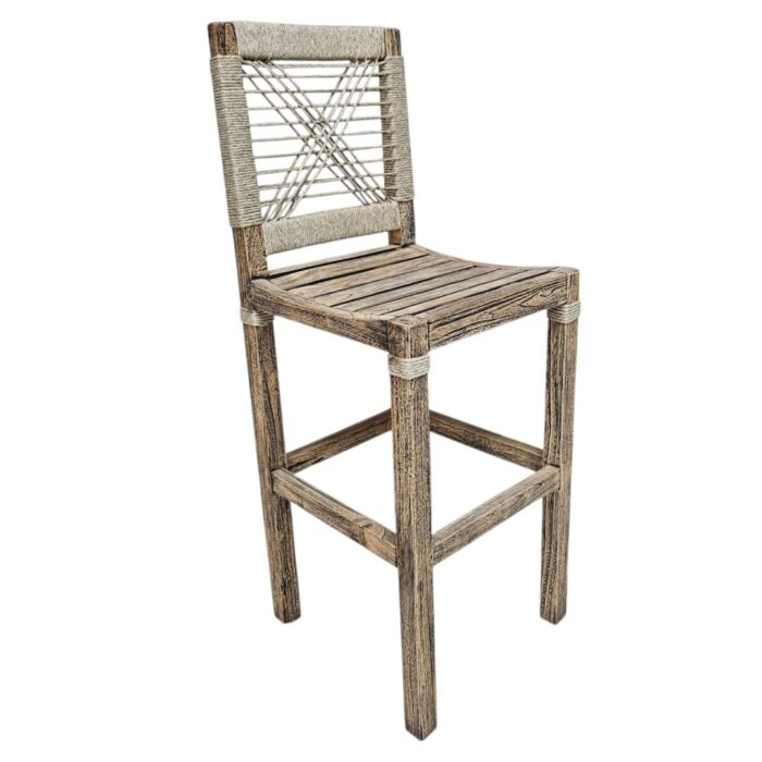 Teak Criss Cross Bar Chair Side