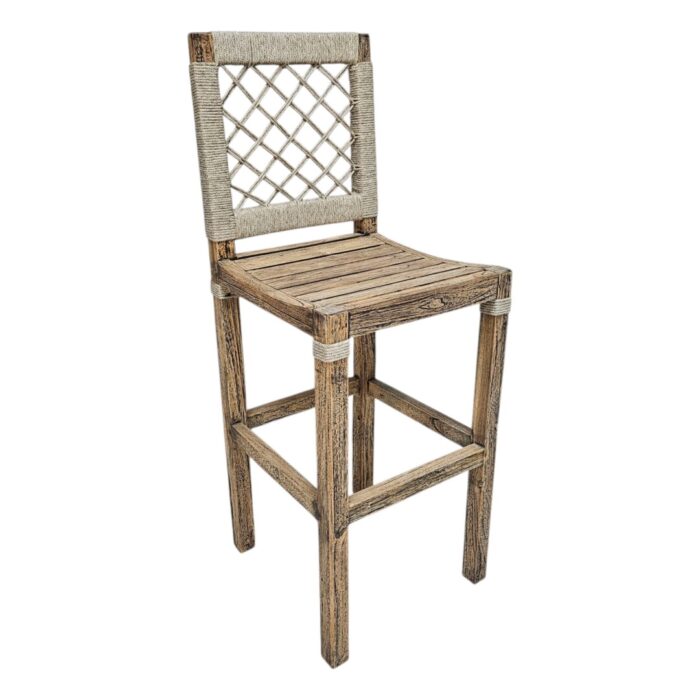 Teak Diamond Bar Chair Side