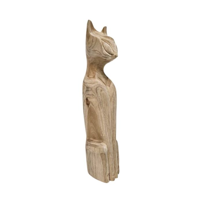 Teak Siamese Cat Sculpture_1