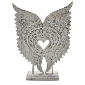 Carved Wooden Angel Wings Stand
