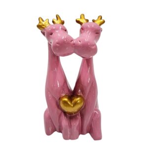 Resin Pink Cow Couple Heart