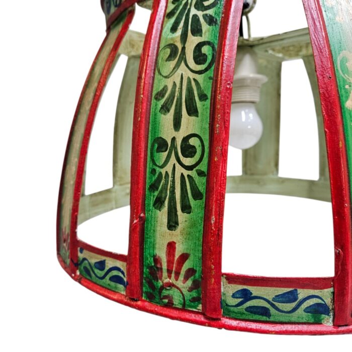Iron Hand Painted Hanging Lamp KMH9955A RedFront Bottom