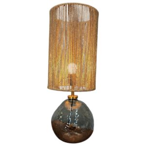 Jute Smoke Glass Table Lamp