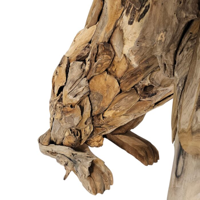 Teak Decorative Lion Sculpture Close Up Bottom