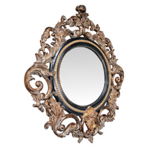 Carved Round Wall Mirror BUA0623 Side
