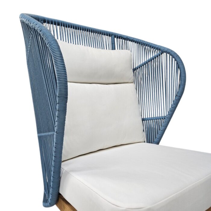Mali Hi Back Teak Chair Blue Main Side