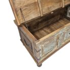 Aged Antique Coffee Table Trunk KMF25277 Close Up Open