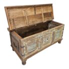 Aged Antique Coffee Table Trunk KMF25277 Open