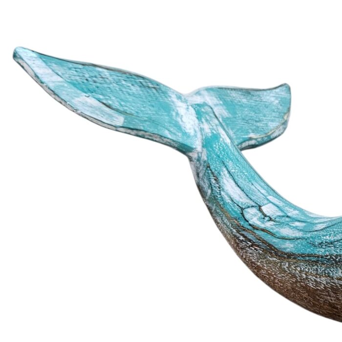 Carved WOoden Whale On Stand WET4510A Close