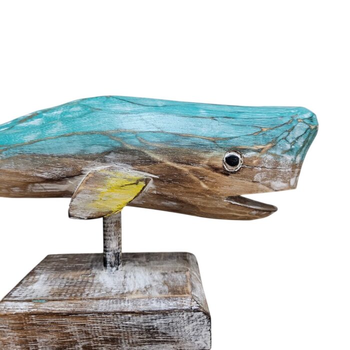 Carved Whale On Stand WET4512B Close Up
