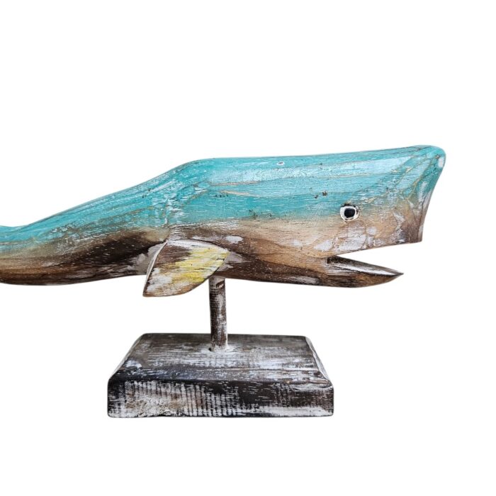 Whale Carved On Stand Wooden WET4511B Close Up
