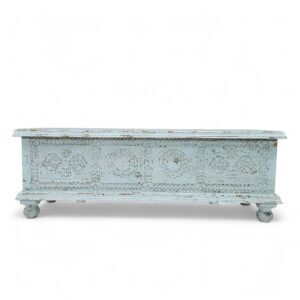 Carved Light Blue Blanket Box