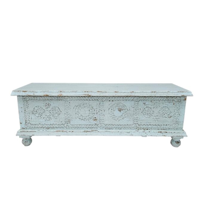 Carved Light Blue Blanket BOx Main KMF19102 Top Carved Light Blue Blanket BOx Main KMF19102 Top