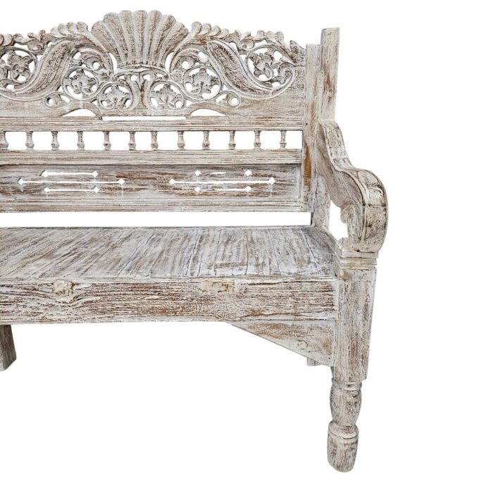 Carved Suma Teak Bench BEB6600 Close Carved Suma Teak Bench BEB6600 Close