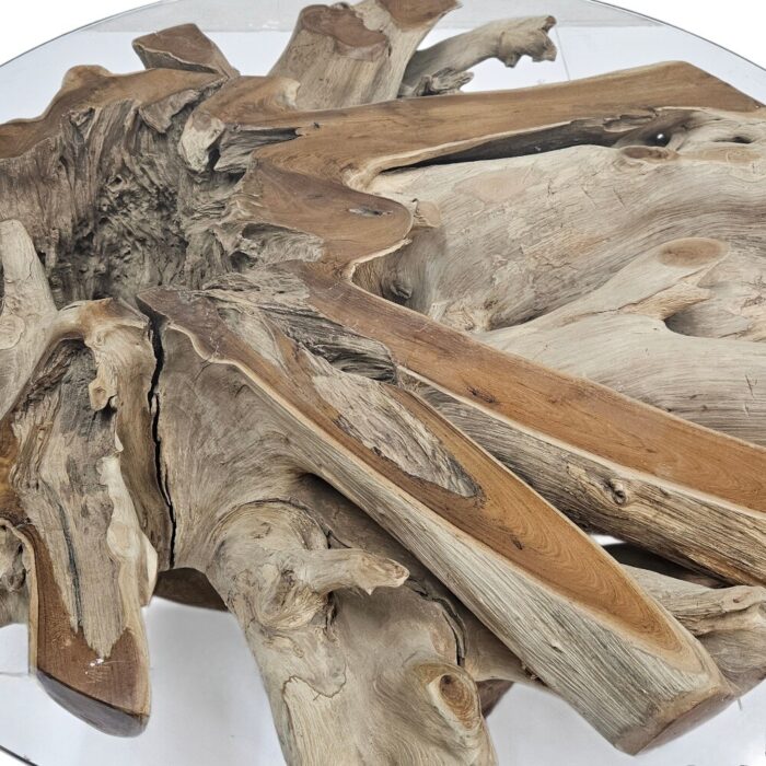 Ersoi Round Coffee Table Teak Tree Root INJ3600A3 Close Up Top Round Coffee Table Teak Tree Root