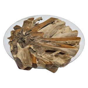Ersoi Round Coffee Table Teak Tree Root INJ3600A3 Side Round Coffee Table Teak Tree Root