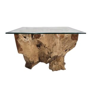 Ersosi Teak Tree Root Sqaure Coffee Table INJ4605A15 Front Teak Tree Root Square Coffee Table