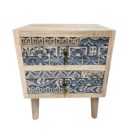 Lazuli Carved Bedside Pedestal Front KMF22086 Top