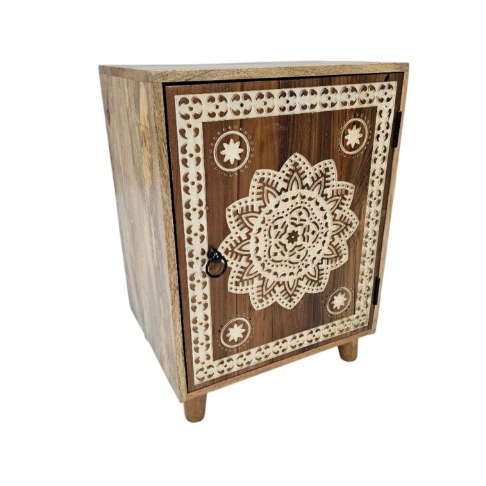 Mandala Carved Bedside Pedestal KMF37004 Side Mandala Carved Bedside Pedestal KMF37004 Side
