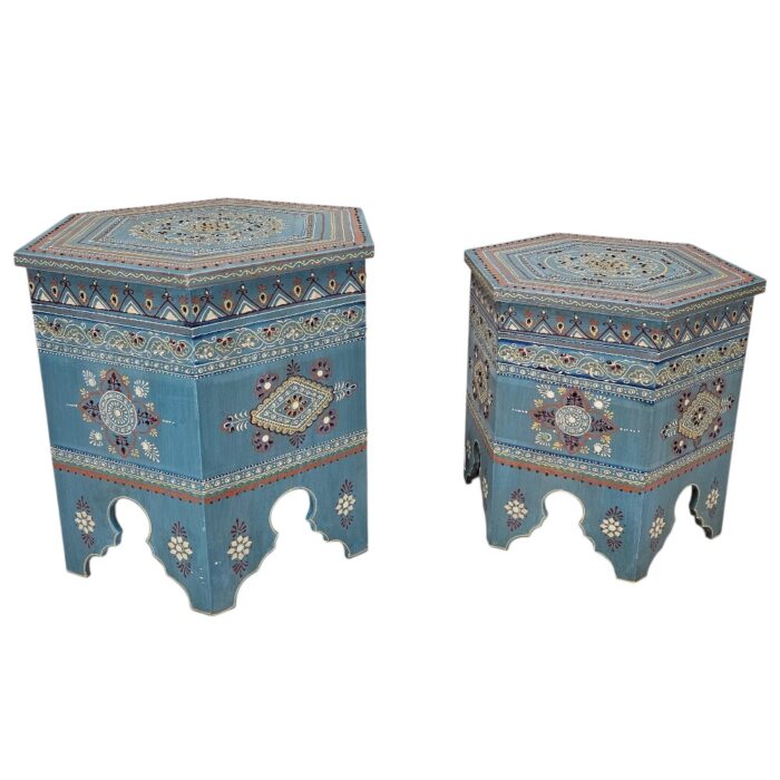 Morocco Side Table Set Blue KMF32066A Open